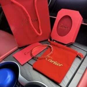 Cartier LOVE Bracelet 4 Diamonds 18K Rose Gold Size 17